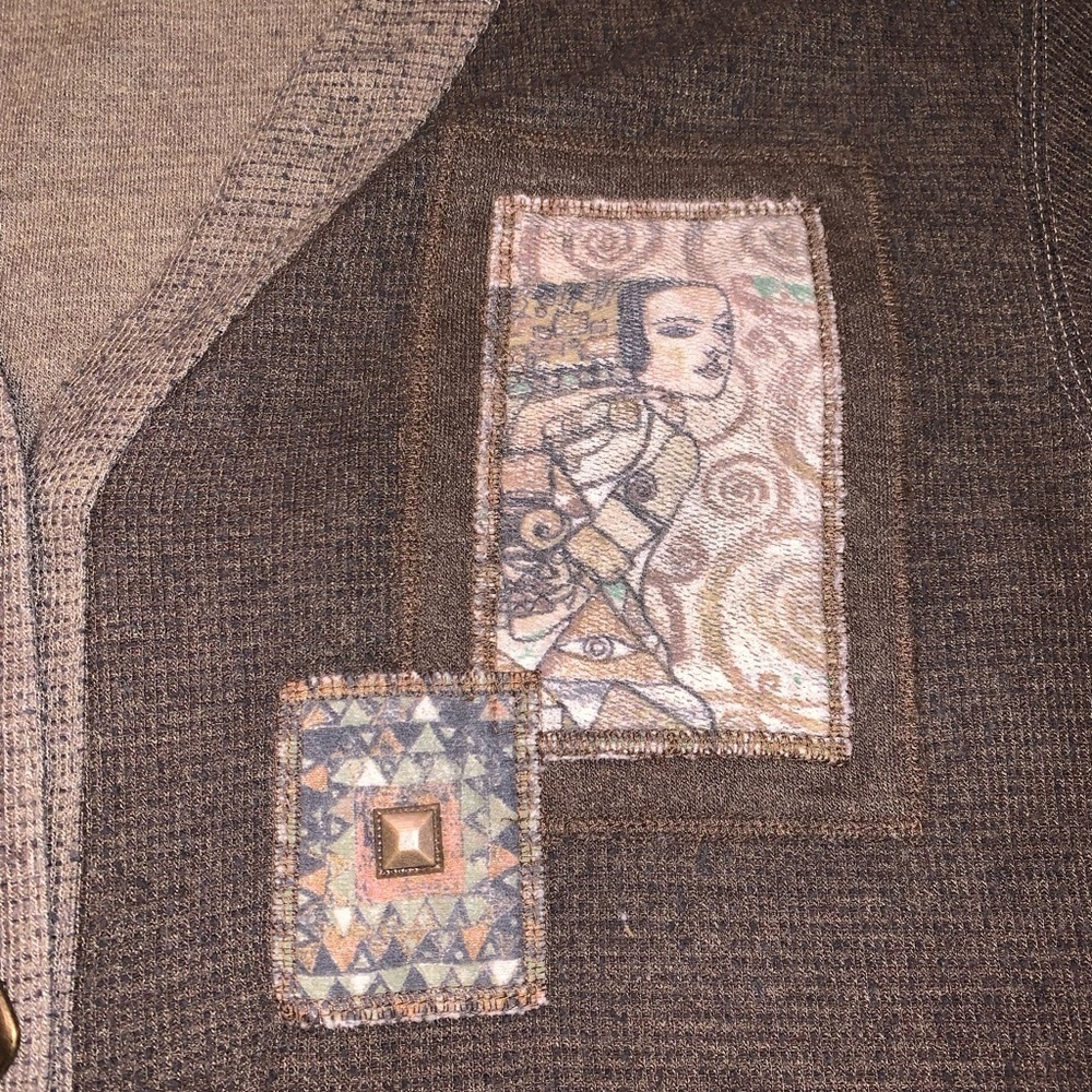 Vintage Eclectic Patchwork Grandpa Asymmetrical Sweater Nancy Bolen Cardigan M - Picture 8 of 12